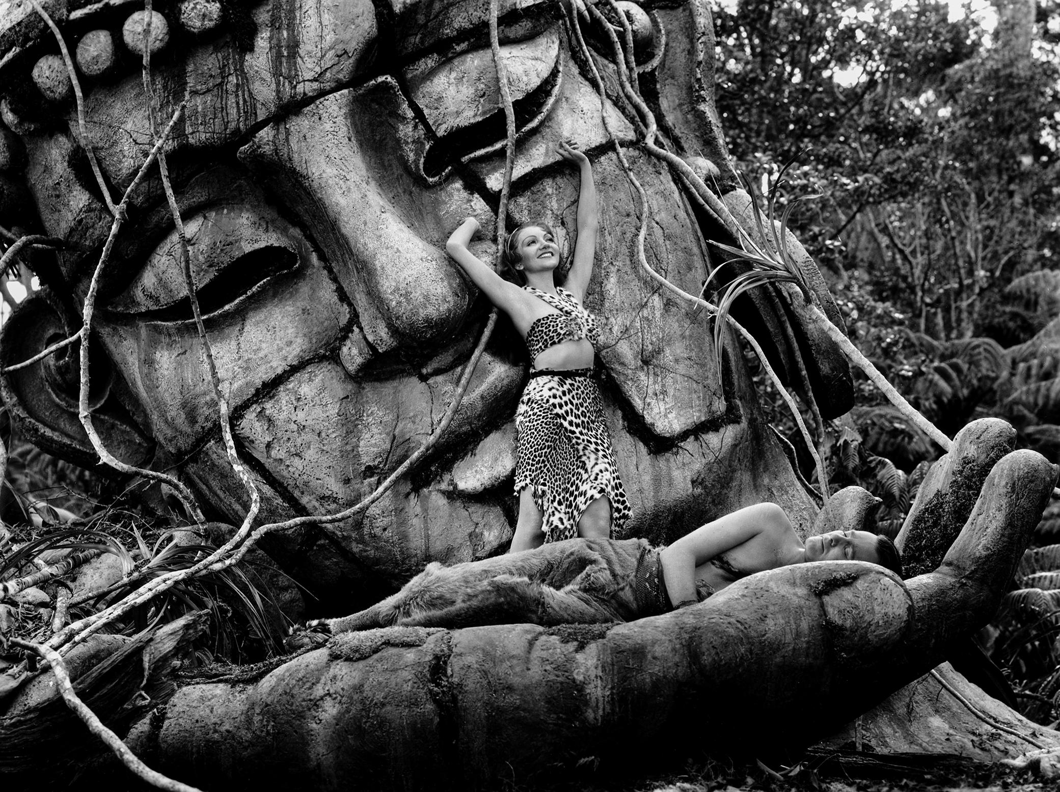 Unknown Portrait Photograph - Claudette Colbert in Awesome Jungle Scene
