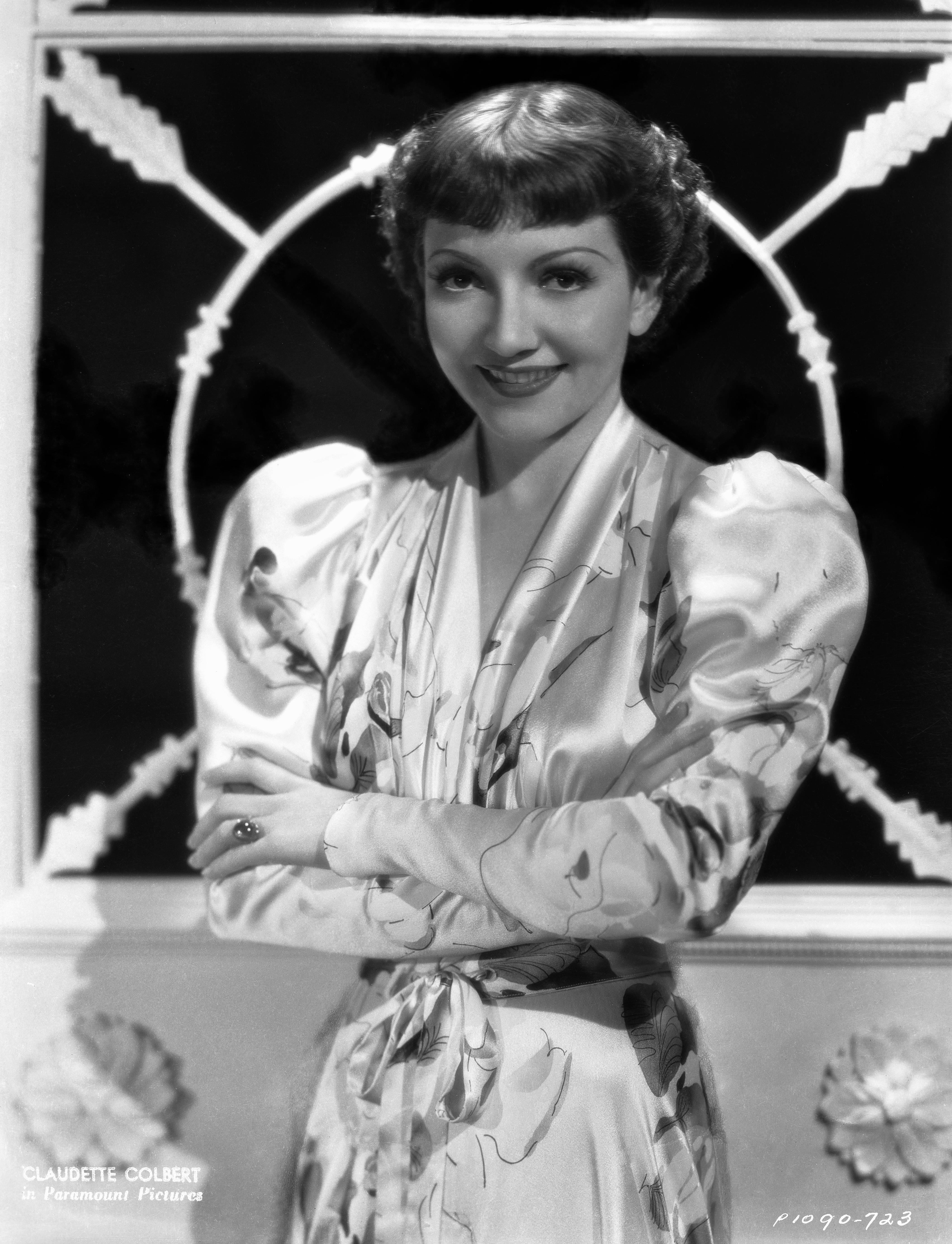 Unknown Black and White Photograph - Claudette Colbert with Arms Crossed Fine Art Print
