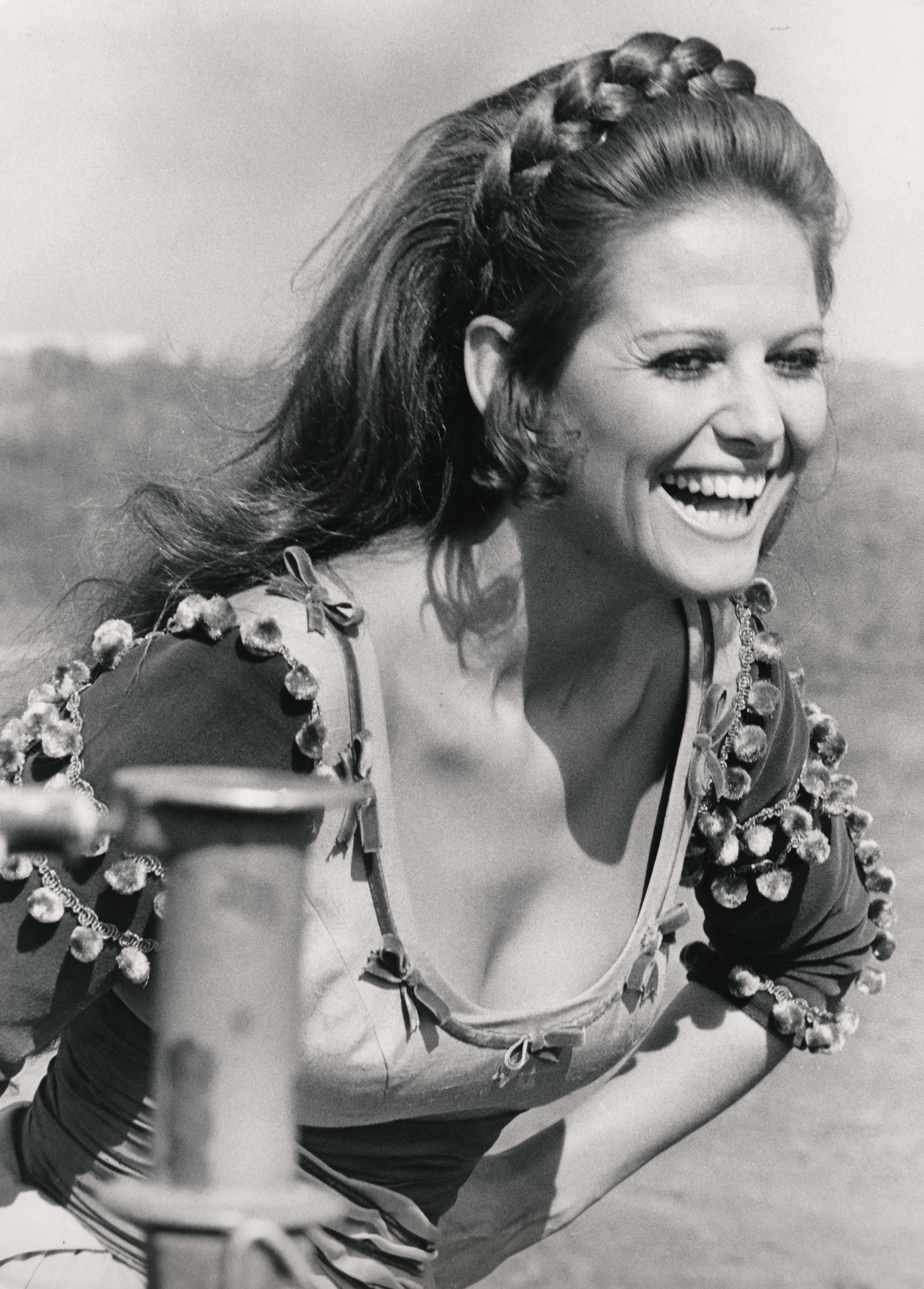 Unknown Black and White Photograph - Claudia Cardinale Laughing Fine Art Print
