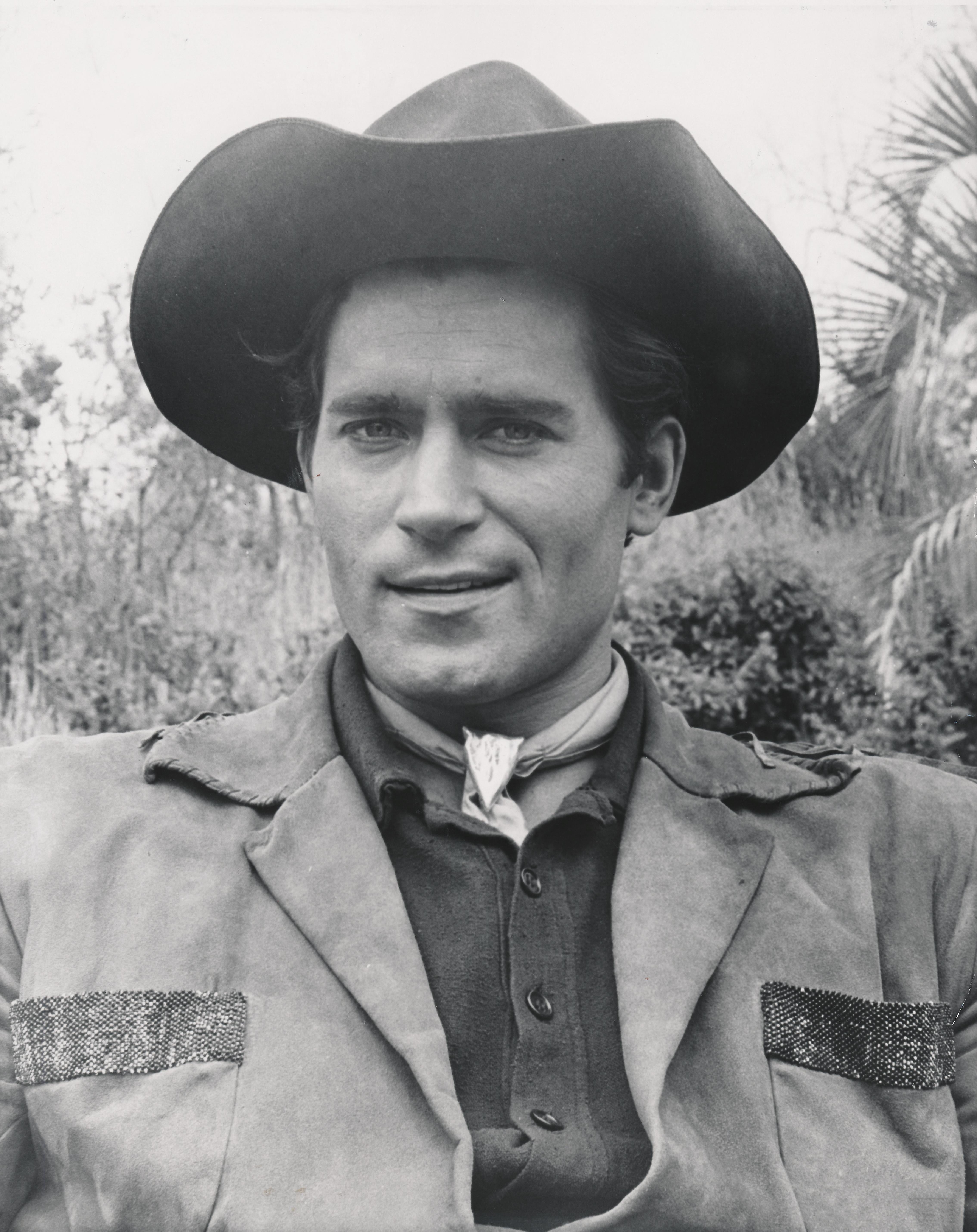 Unknown Portrait Photograph - Clint Walker Smiling in Cowboy Hat Fine Art Print