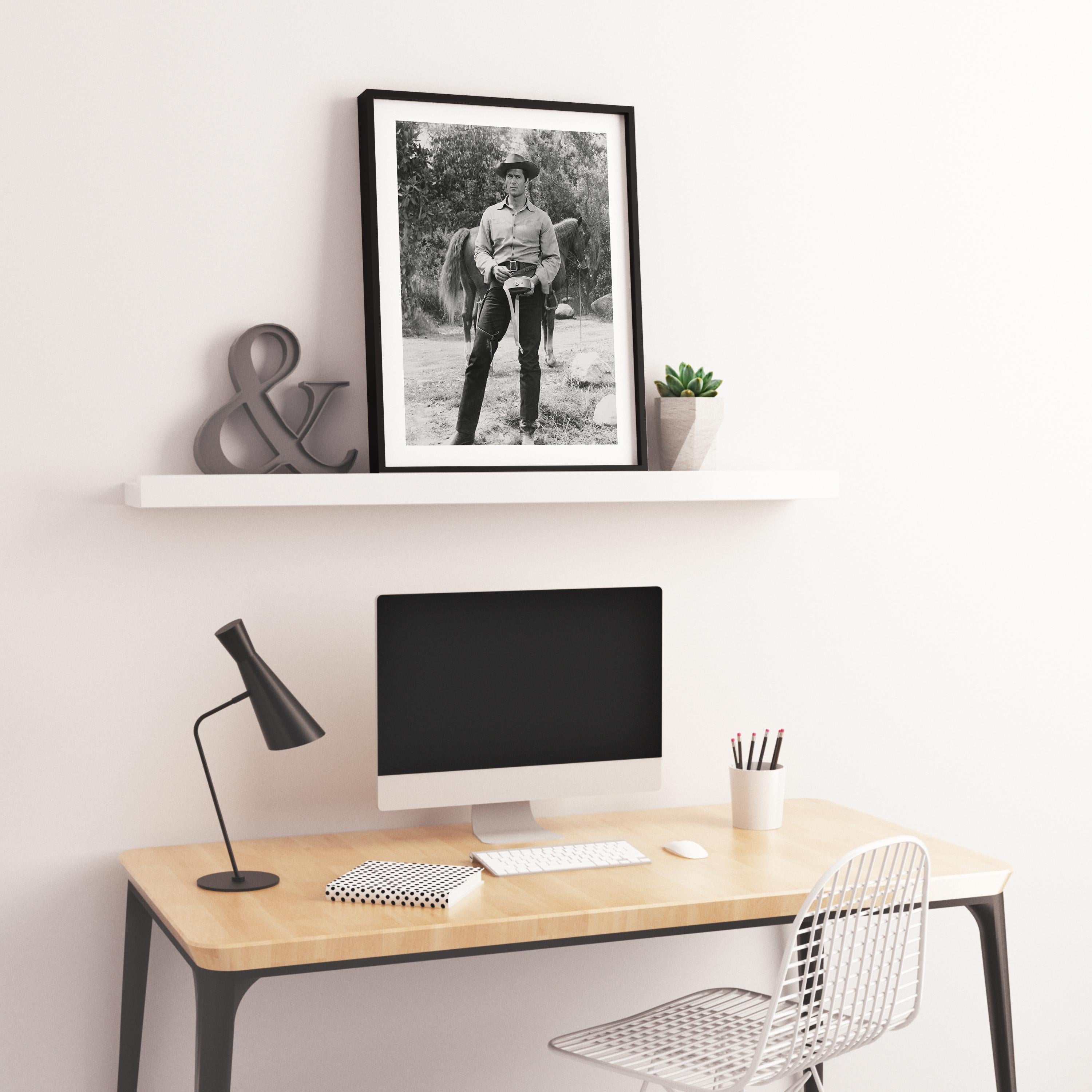 Clint Walker with Canteen Fine Art Print - Gray Portrait Photograph by Unknown