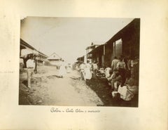 Colon Bay and Colon Market - Original Vintage Photo - 1880s
