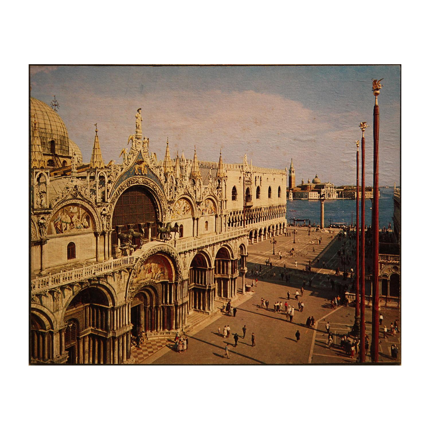 Unknown Color Photograph - Colored Photograph St. Mark's Square Venice Plaza Scene