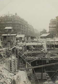 Construction Site in Paris 1926, Silver Gelatin Black and White Photography