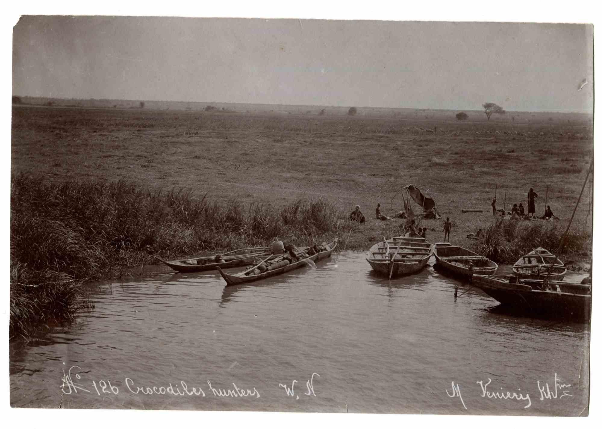Unknown Portrait Photograph - Crocodile Hunters in Africa - Vintage Photo - Early 20th Century