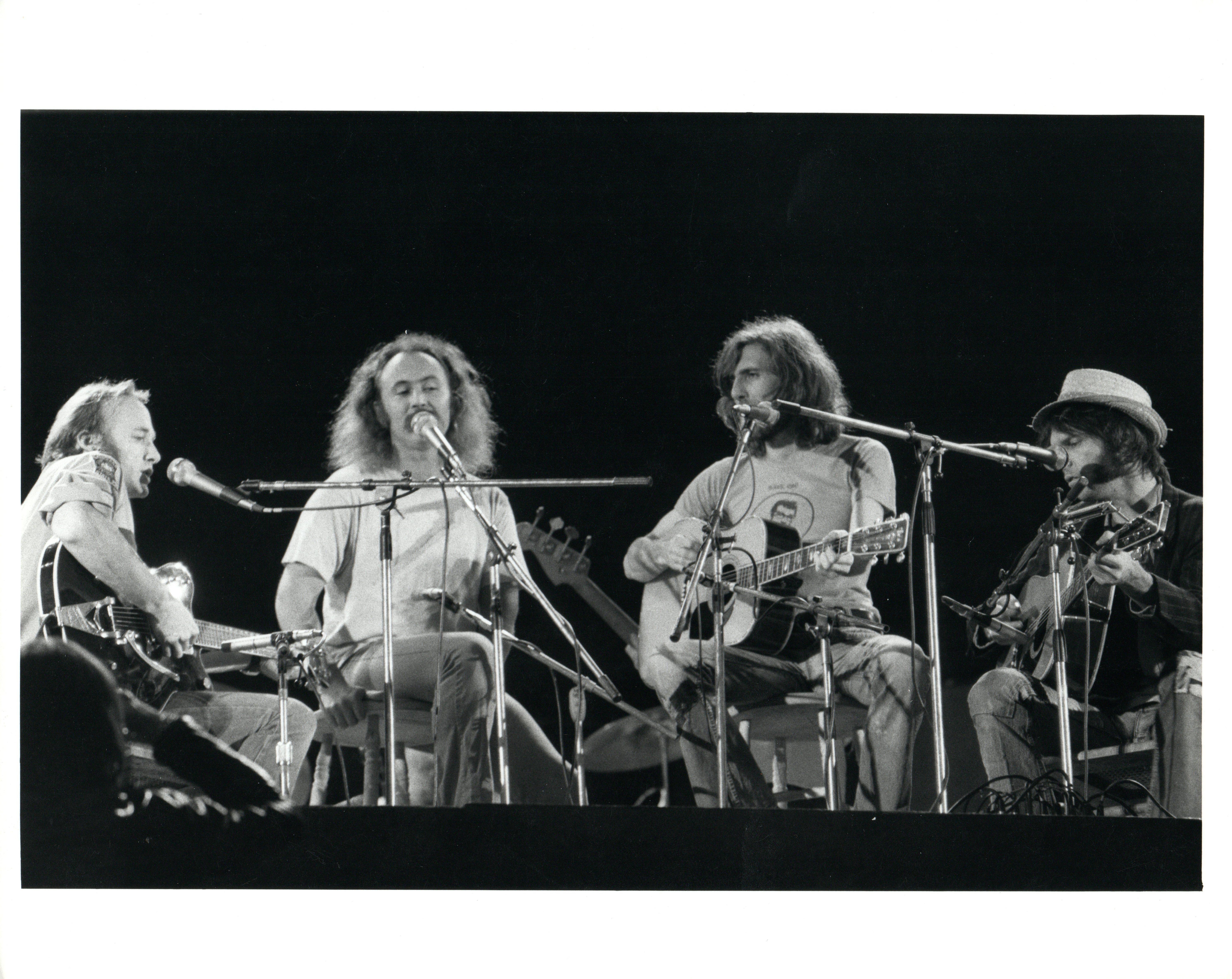 Unknown Black and White Photograph - Crosby, Stills, and Nash on Stage Vintage Original Photograph