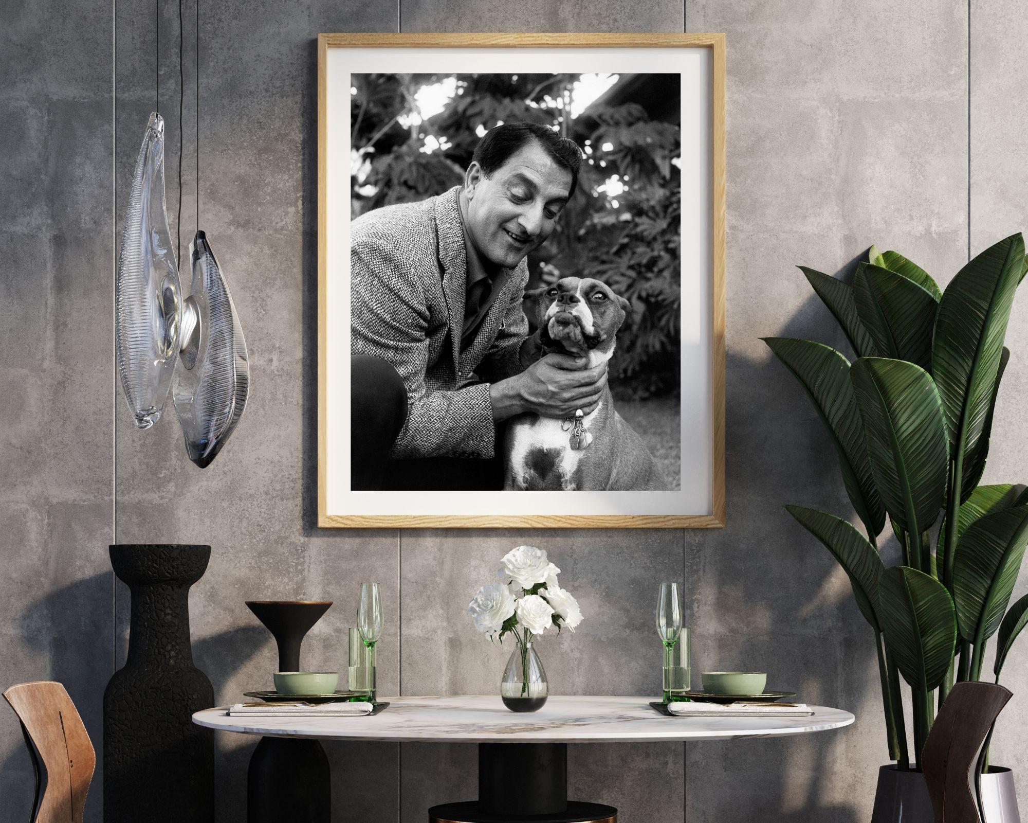 Danny Thomas Petting His Dog - Photograph by Unknown