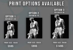 David Bowie Looking Down in Jumpsuit Globe Photos Fine Art Print