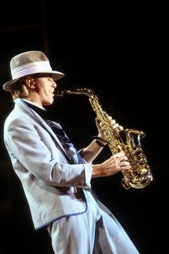 Used David Bowie Playing Saxophone for "Serious Moonlight" Tour Fine Art Print