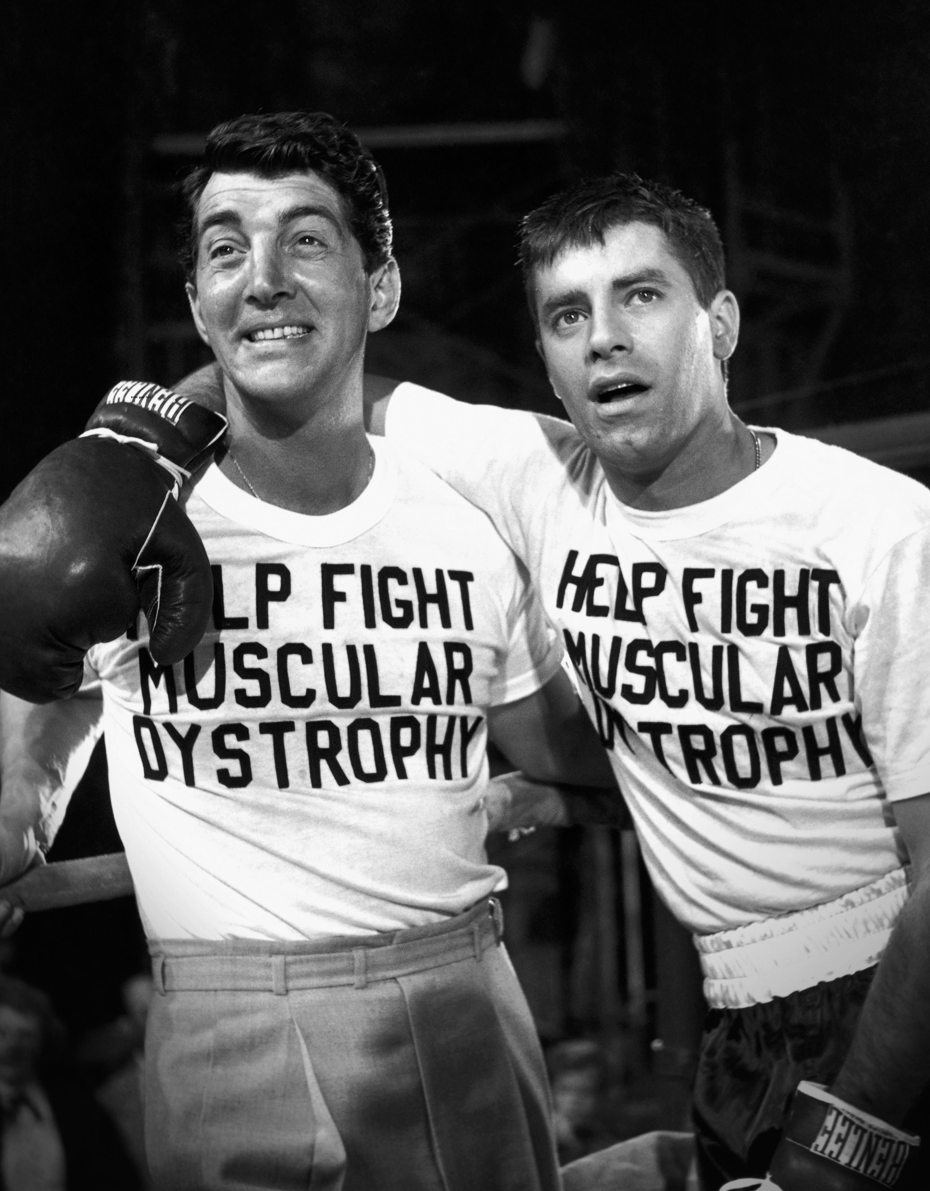 Unknown Portrait Photograph - Dean Martin and Jerry Lewis Fight Muscular Dystophy Globe Photos Fine Art Print