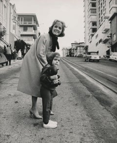 Debbie Reynolds and Young Carrie Fisher Crossing Street Fine Art Print