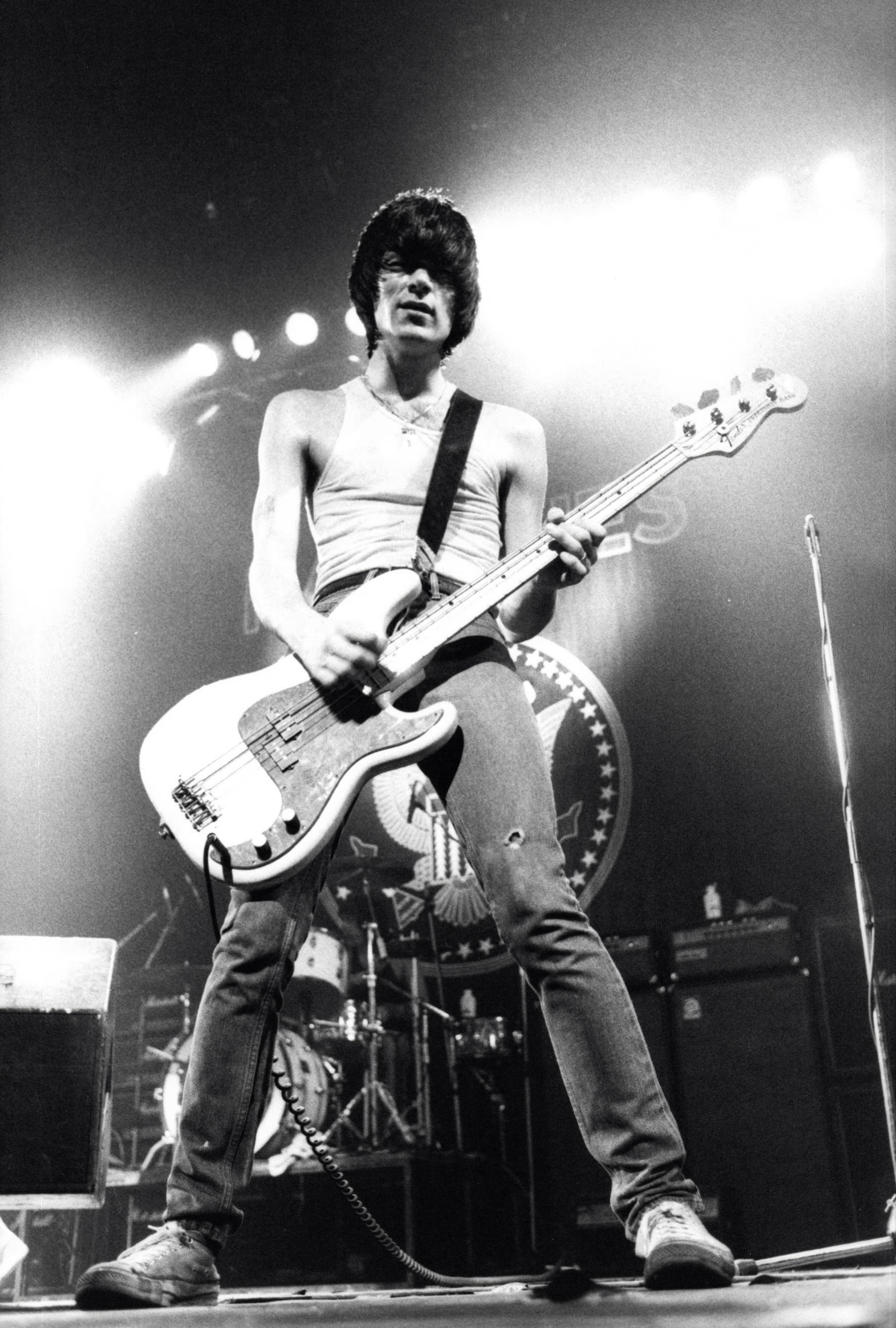 Unknown Black and White Photograph - Dee Dee Ramone Shot From Below Vintage Original Photograph