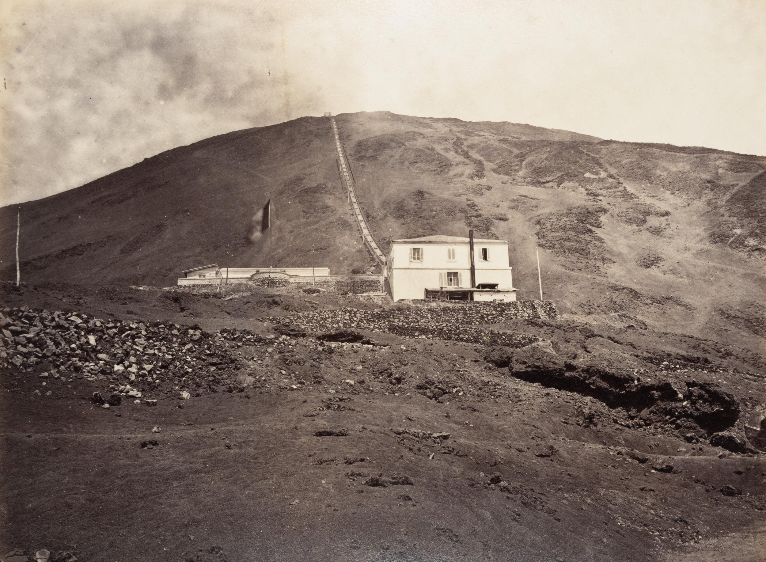 Fratelli Alinari Landscape Photograph - Destroyed cable car on Vesuvius