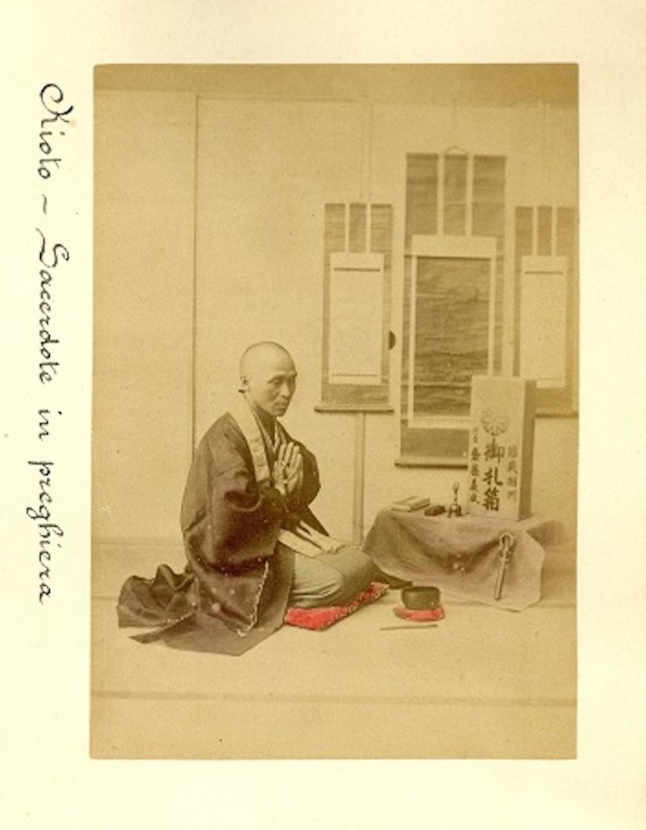 Devotional Portraits from Kyoto - Ancient Albumen Print 1870/1890 - Beige Black and White Photograph by Unknown