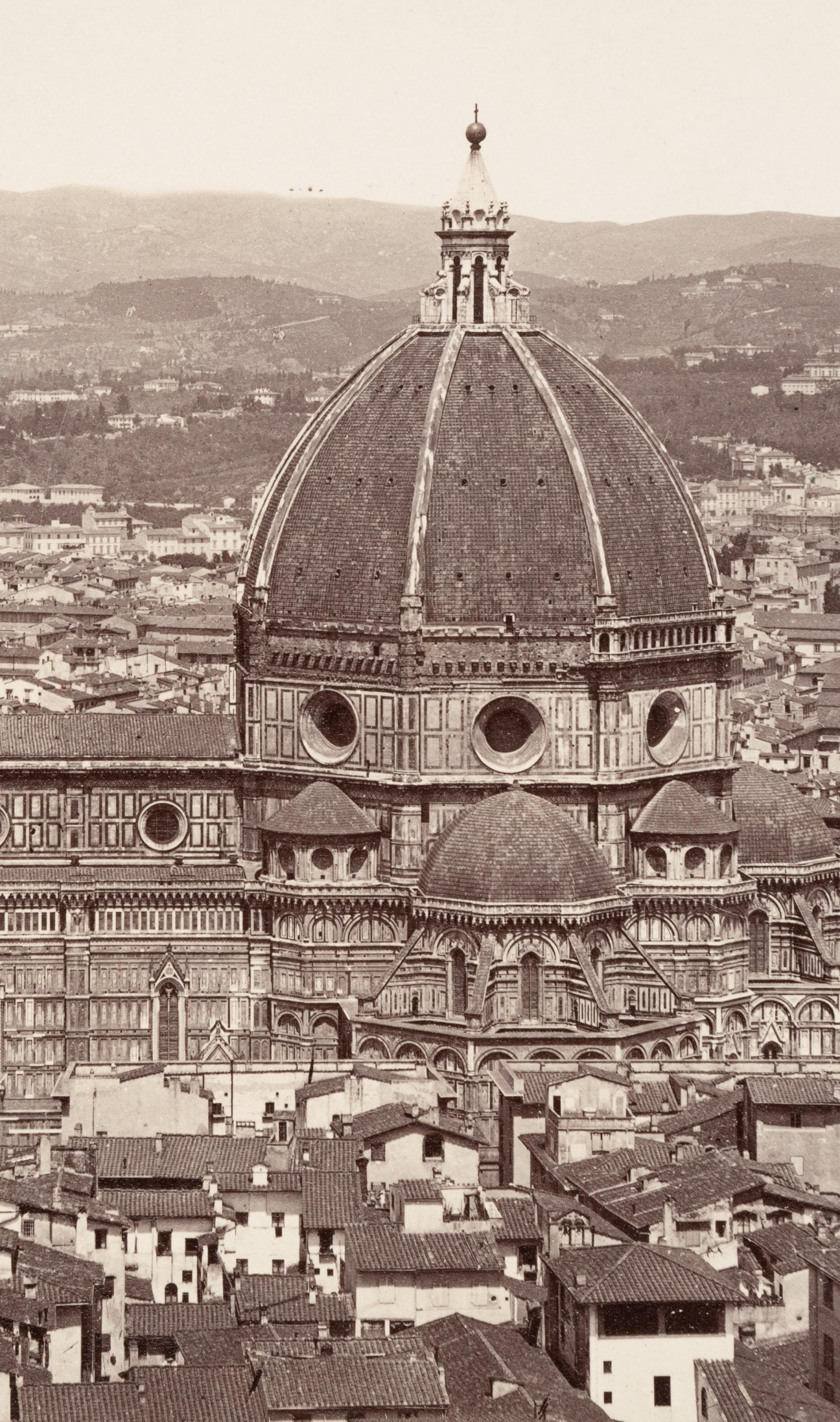 Fratelli Alinari (19th century) Circle: View over the rooftops of Florence 'Italy: Florence Cathedral, c. 1880, albumen paper print

Technique: albumen paper print, mounted on Cardboard

Inscription: At the lower part inscribed on the support: