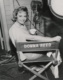 Retro Donna Reed Smiling in Casting Chair Fine Art Print