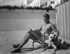 Douglas Fairbanks Jr. on Beach with Dog II Globe Photos Fine Art Print