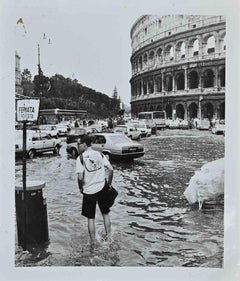Vintage Downpour in Rome 1989 - Photograph - 1989