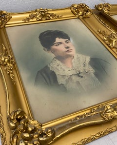 Early 20th Century Hand Colored Portraits of a Young Couple C.1900