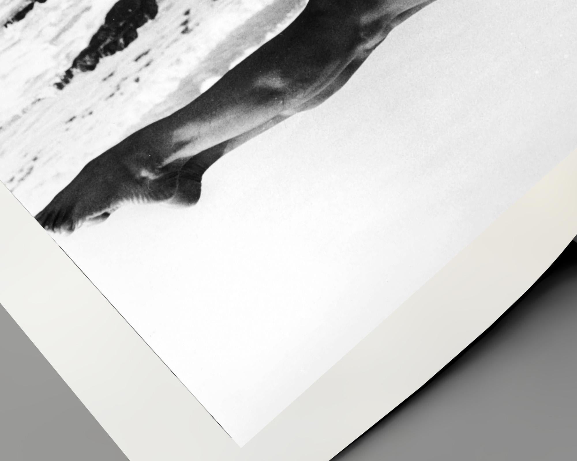 Eartha Kitt: Strand-Yoga (Grau), Portrait Photograph, von Unknown
