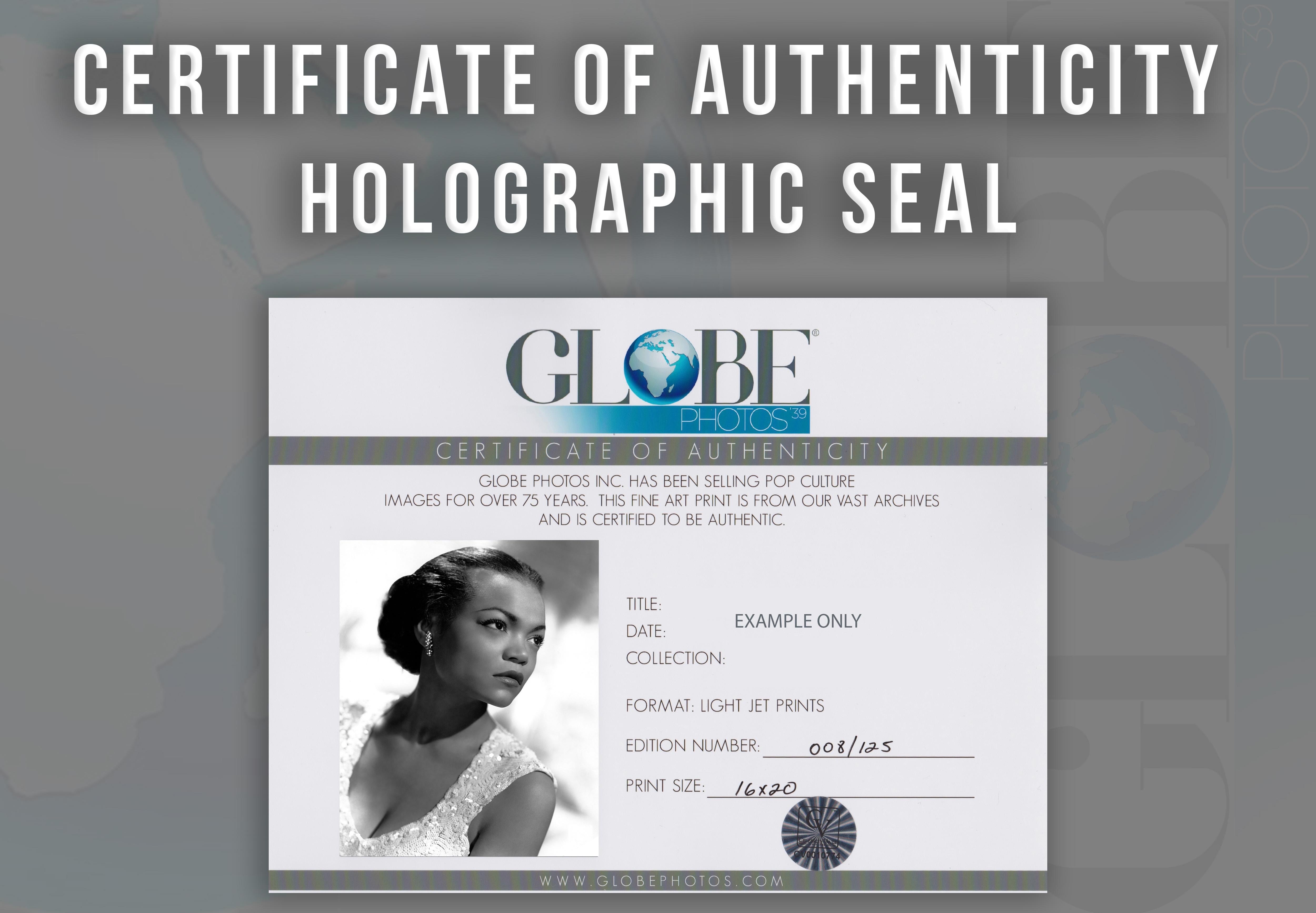 Eartha Kitt Elegant Studio Portrait Globe Photos Fine Art Print - Gray Black and White Photograph by Unknown