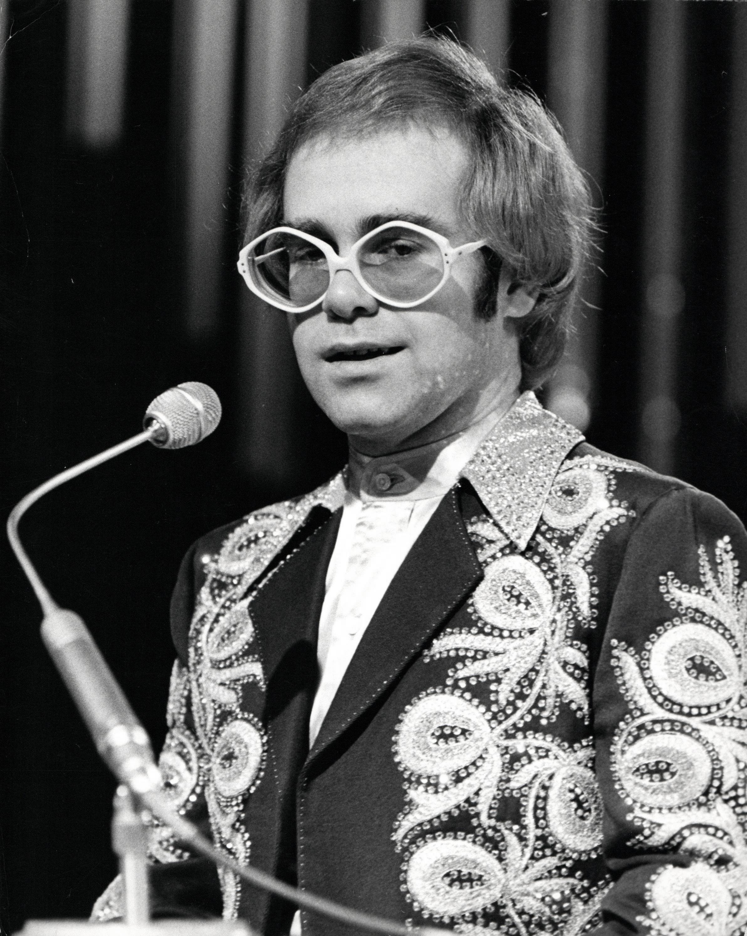 Unknown Black and White Photograph - Elton John on Top of the Pops Vintage Original Photograph