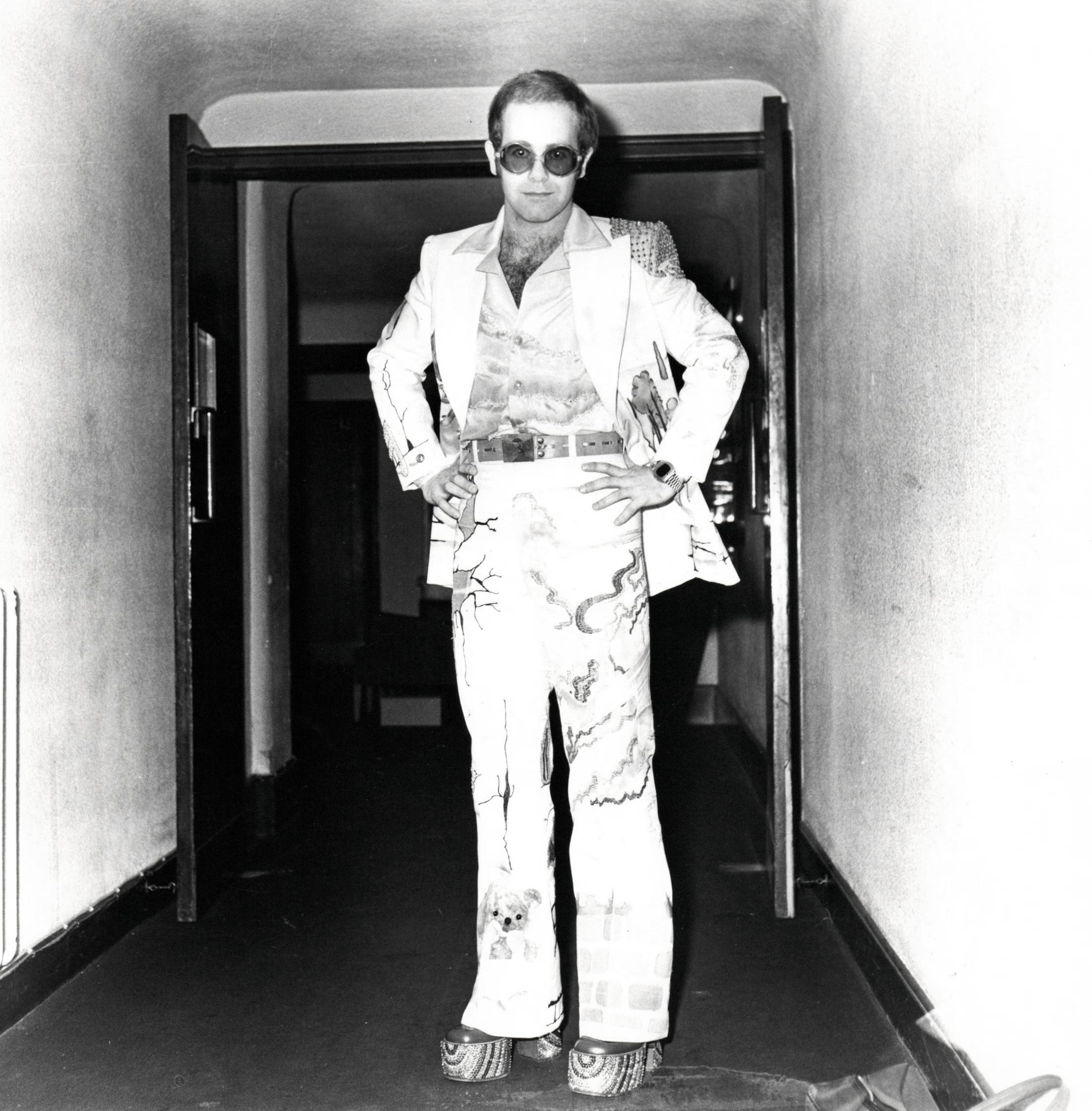 Unknown Black and White Photograph - Elton John Posed in Suit Vintage Original Photograph