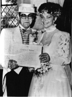Certificado de matrimonio de Elton John 1984 - Foto de época - Años 80