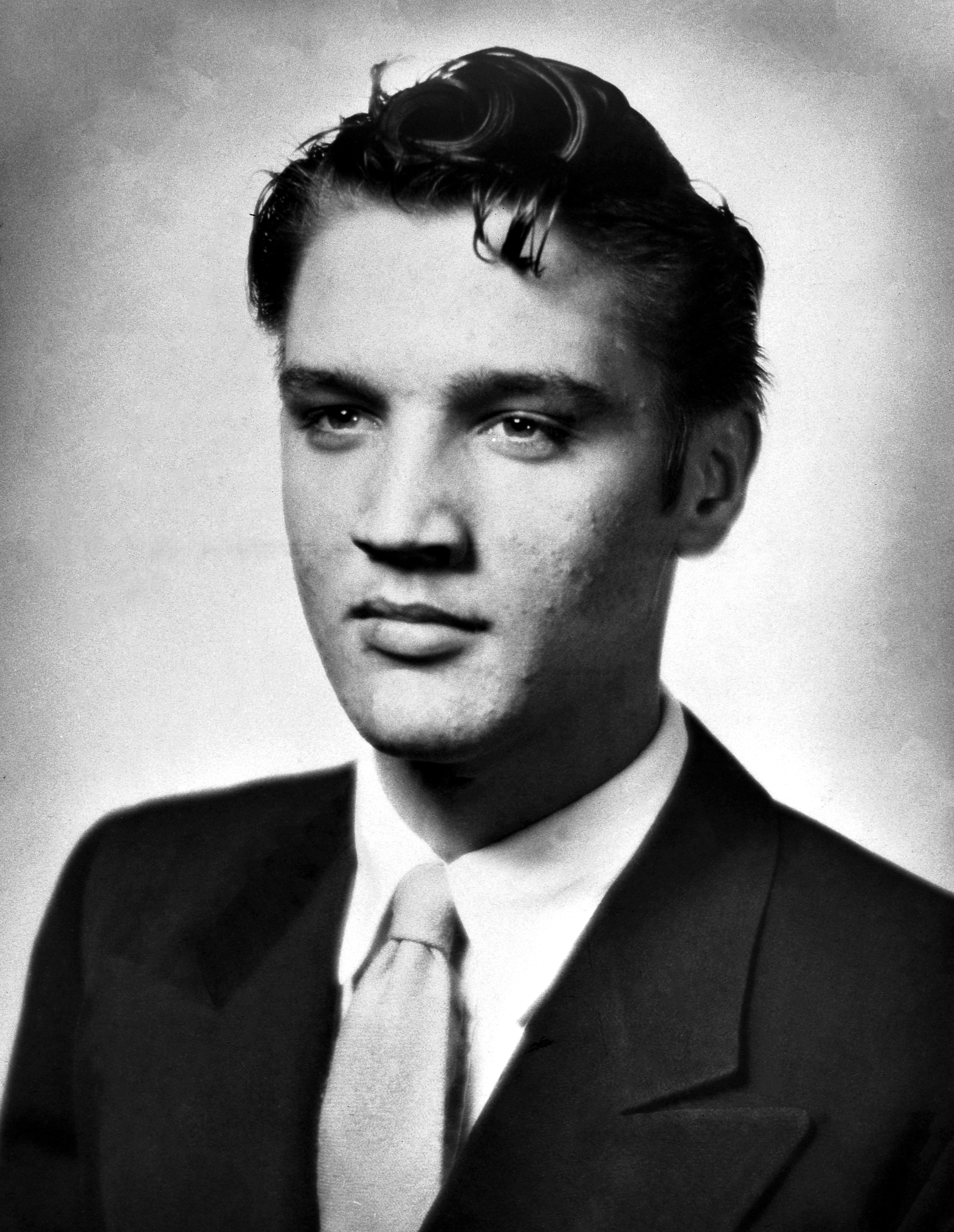 Unknown Portrait Photograph - Elvis Presley Handsome Teenager in the Studio Globe Photos Fine Art Print