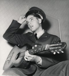Vintage Elvis Presley Playing Guitar, U.S. Army Fine Art Print