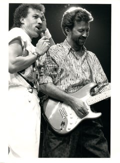 Eric Clapton and Lionel Ritchie on Stage Vintage Original Photograph
