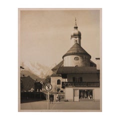 Vintage European Architectural Bridal Shop Black and White Photograph