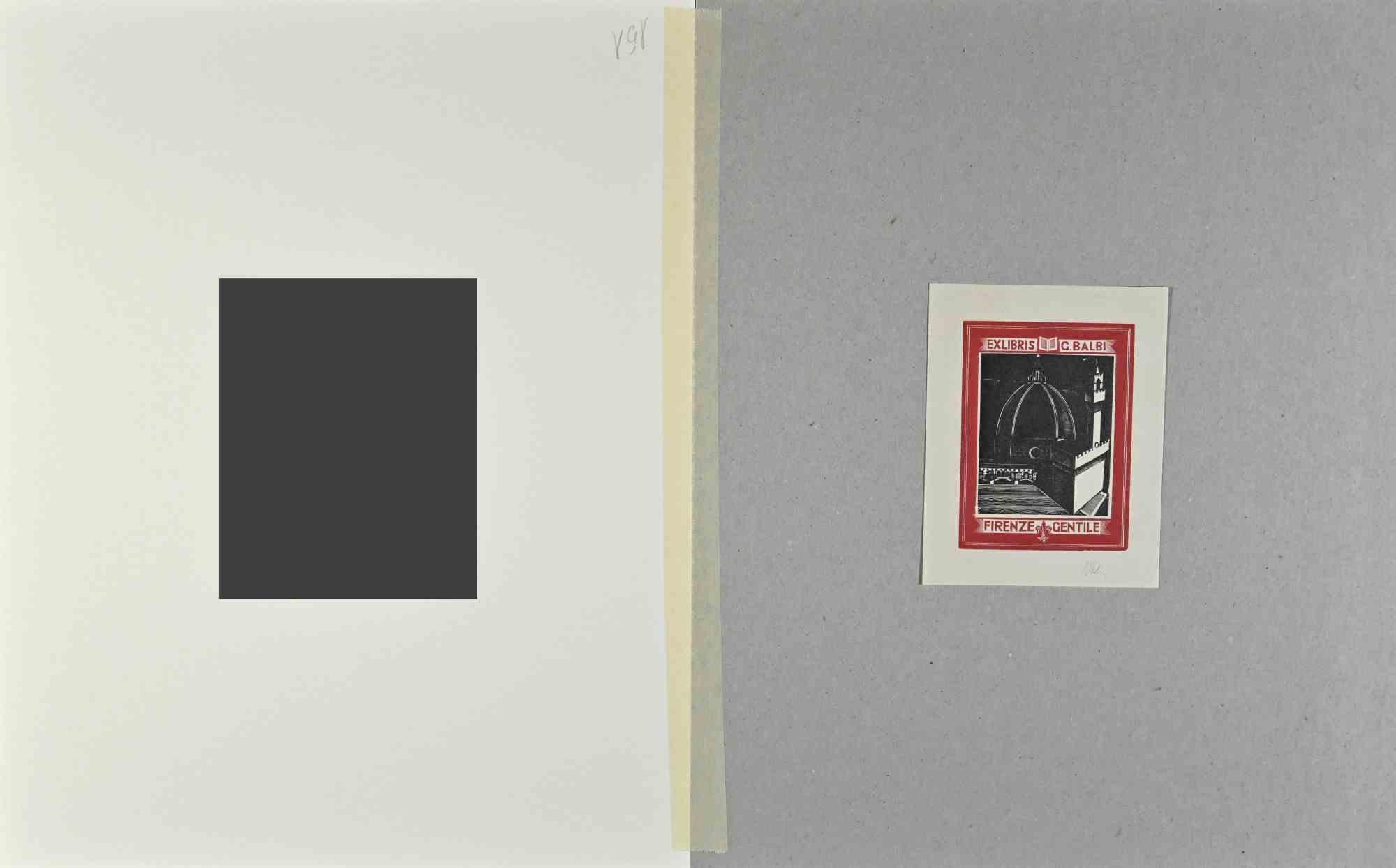 Ex Libris - Giorgio Balbi - Firenze Gentileis - Holzschnitt - Mitte des 20. – Print von Unknown