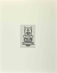 Ex Libris  - Giorgio Balbi - Schriftlichkeit  Nipponica – Holzschnitt – Mitte des 20. Jahrhunderts