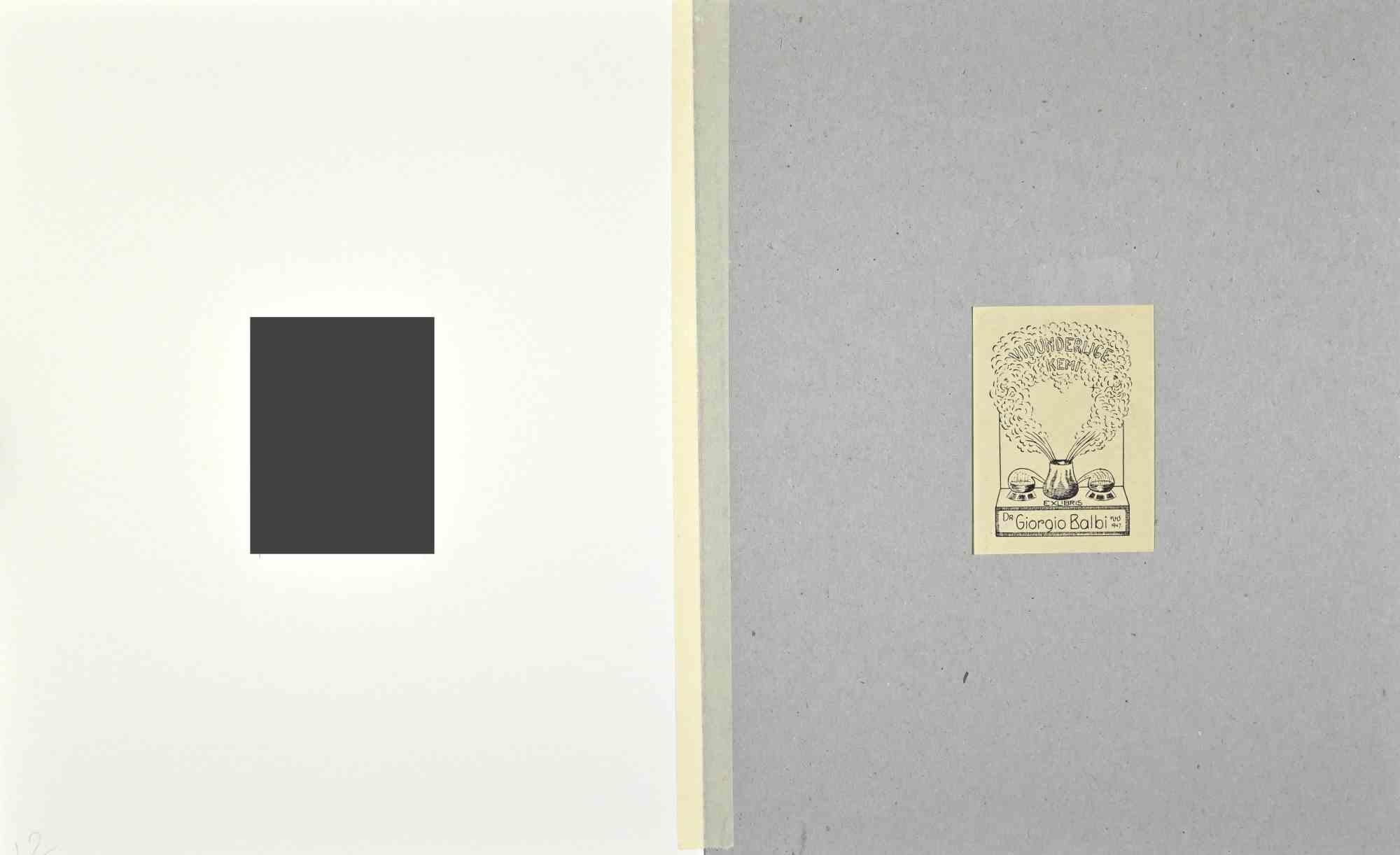 Ex Libris  Giorgio Balbi – Holzschnitt – Mitte des 20. Jahrhunderts – Print von Unknown