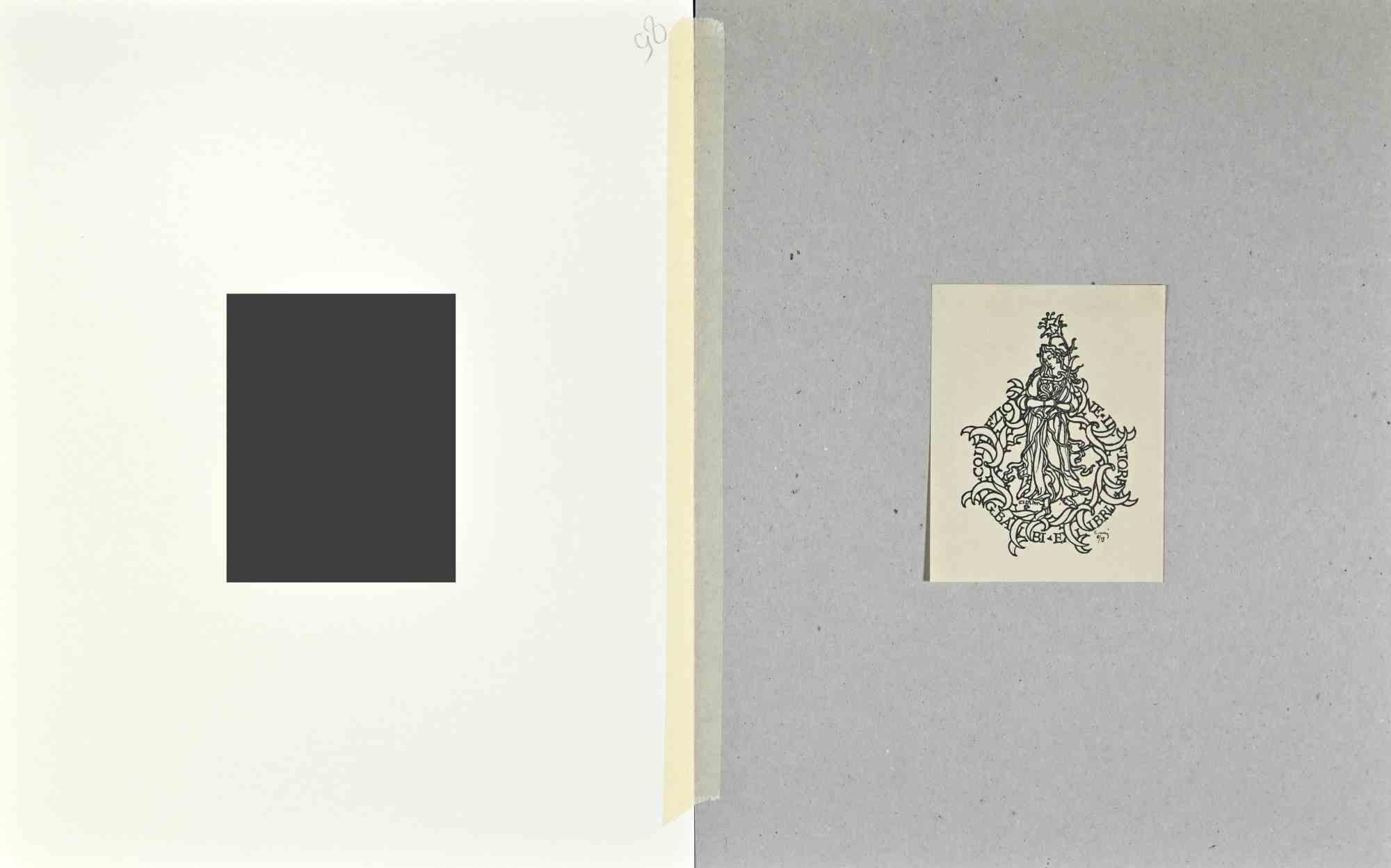 Ex Libris  Giorgio Balbi – Holzschnitt – Mitte des 20. Jahrhunderts – Print von Unknown