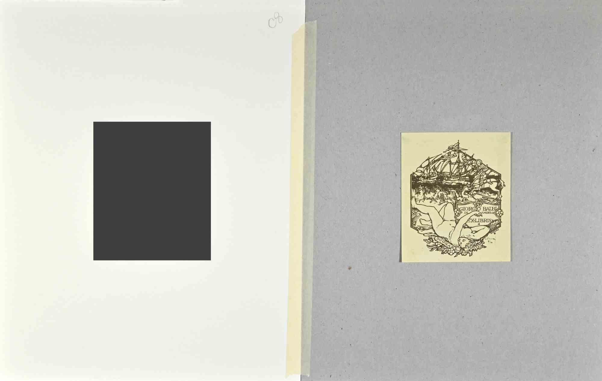 Ex Libris - Giorgio Balbi - Holzschnitt - Mitte des 20. – Print von Unknown
