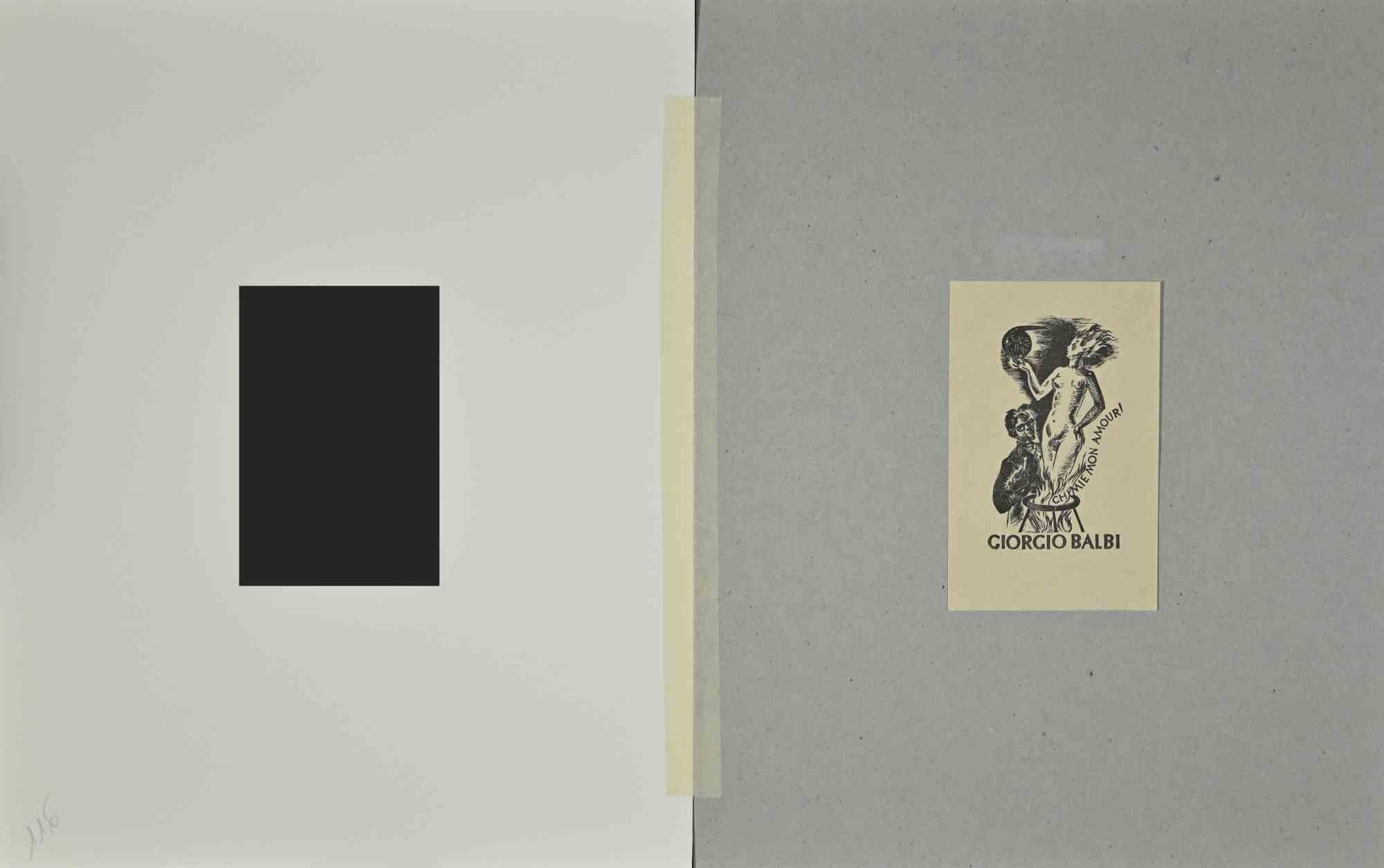 Ex Libris  - Giorgio Balbi - Woodcut - Mid-20th Century - Print by Unknown