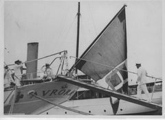 Fascisme - Benito Mussolini boarding in Gaeta - Photo vintage b/w - 1937