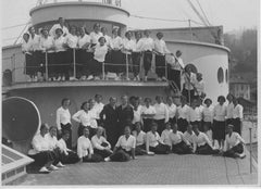 Fascism Period in Italy - Women Posing on a Boat - Vintage b/w Photo - 1934