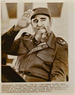 Fidel Castro - Vintage Press Print - 1986