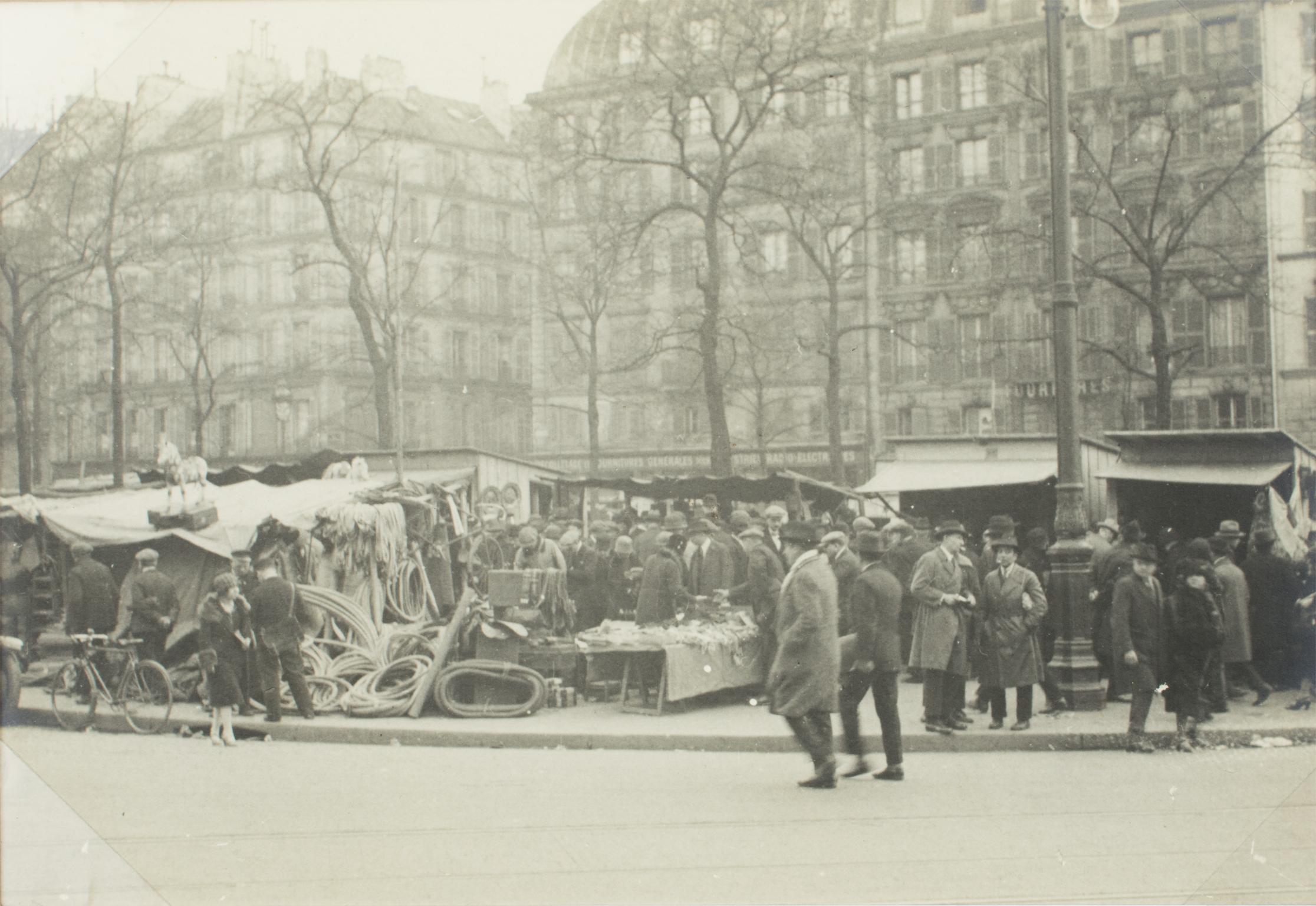 Unknown Landscape Photograph - Flea Market in Paris, 1927, Silver Gelatin Black and White Photography