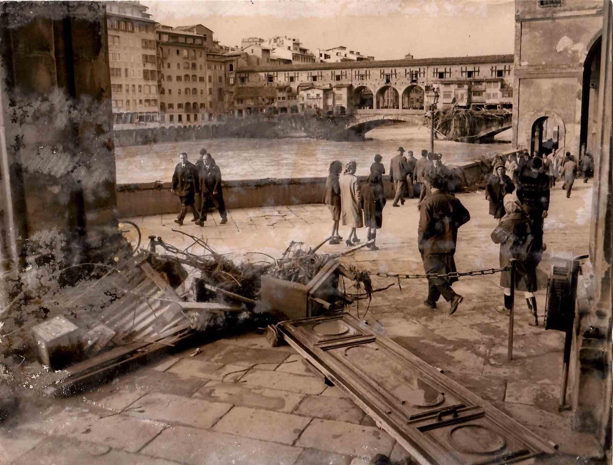 Unknown Black and White Photograph - Florence Devastated by the Waters of the Arno - 1966