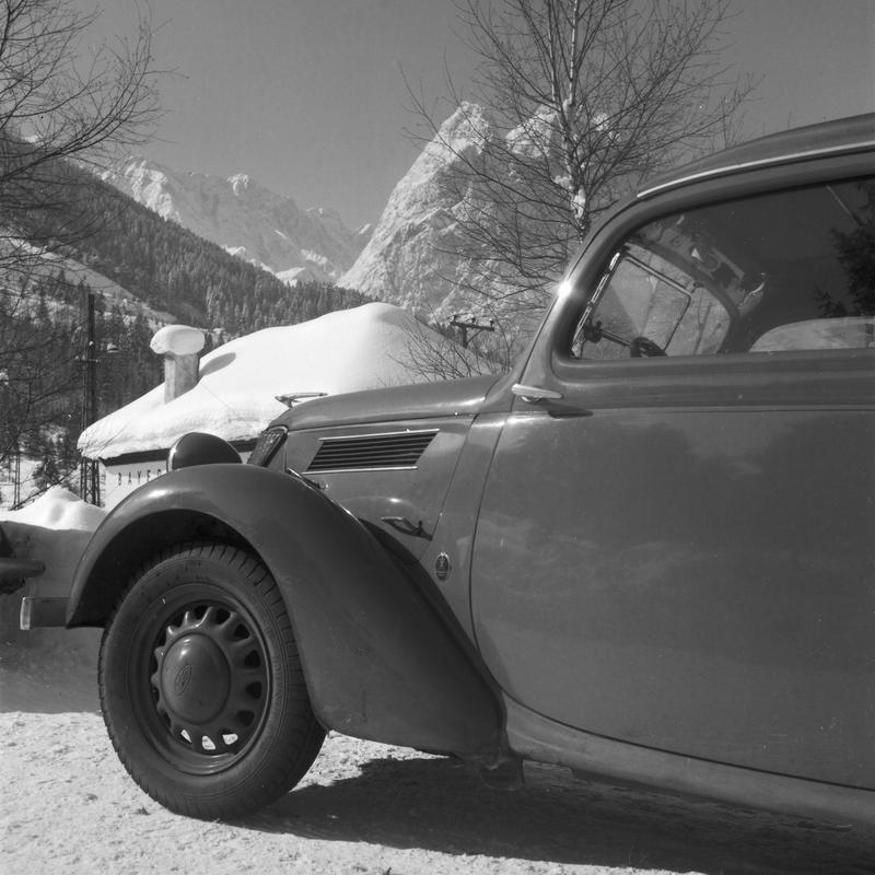 Unknown Color Photograph - Ford Eifel in front of Zugspitzbahn 1930, Limited ΣYMO Edition, Copy 1 of 50