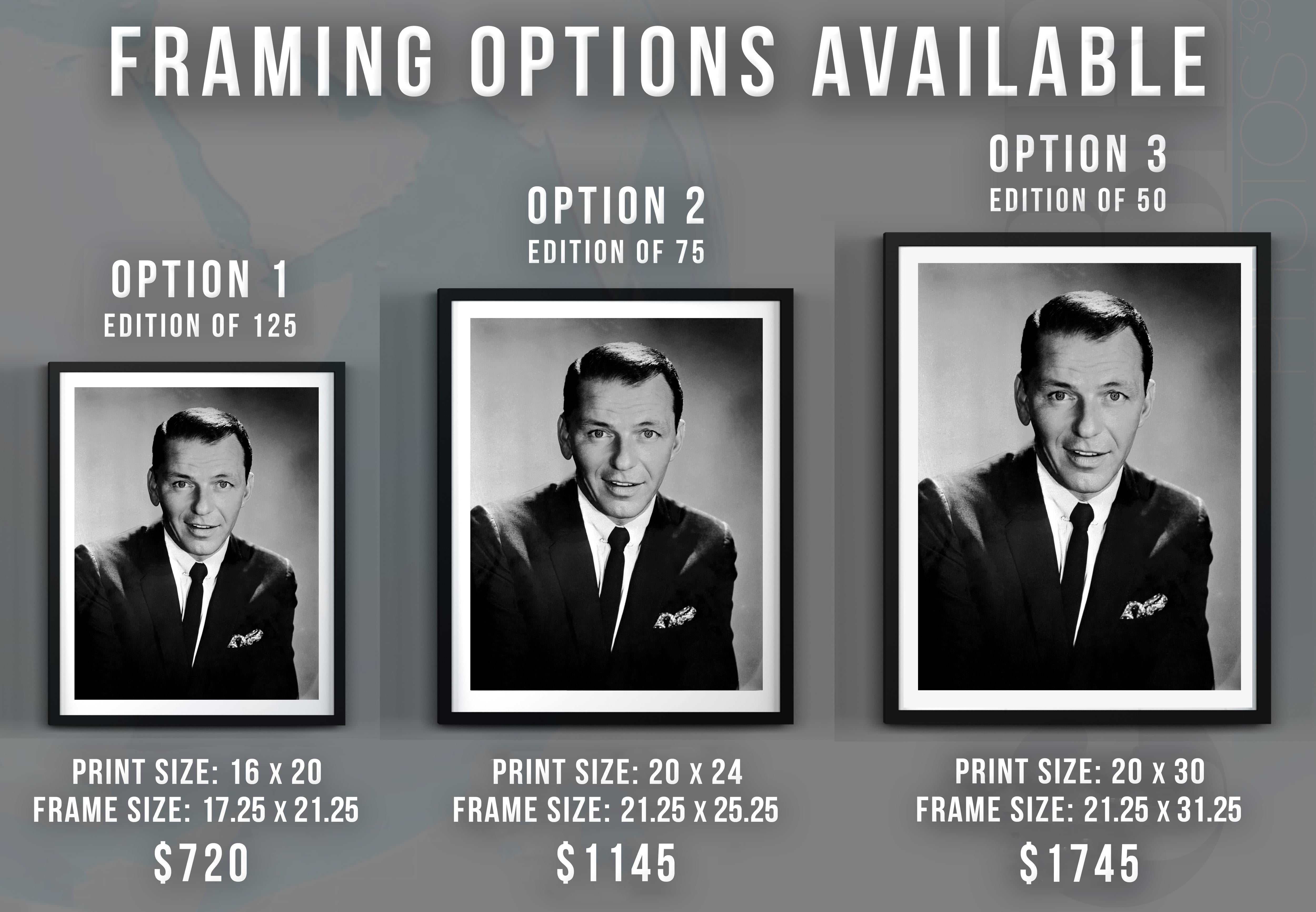 Frank Sinatra: actor y cantante estadounidense Globe Photos Fine Art Print - Portrait Photograph Negro de Unknown