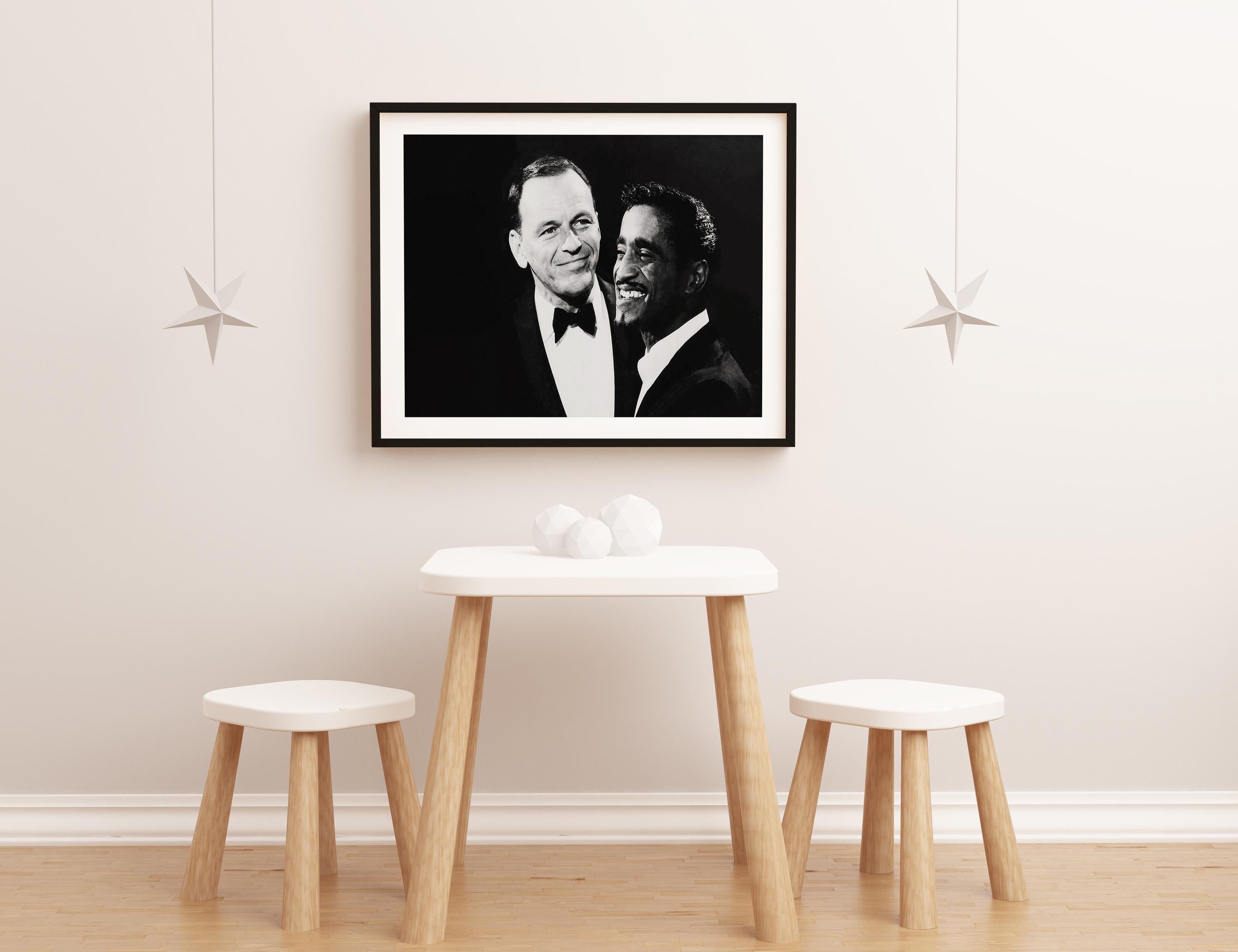 Frank Sinatra and Sammy Davis Jr. Smiling Globe Photos Fine Art Print For Sale 2