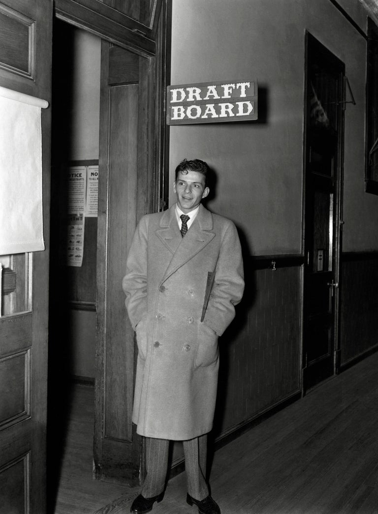 Unknown Black and White Photograph - Frank Sinatra at the Draft Board Globe Photos Fine Art Print