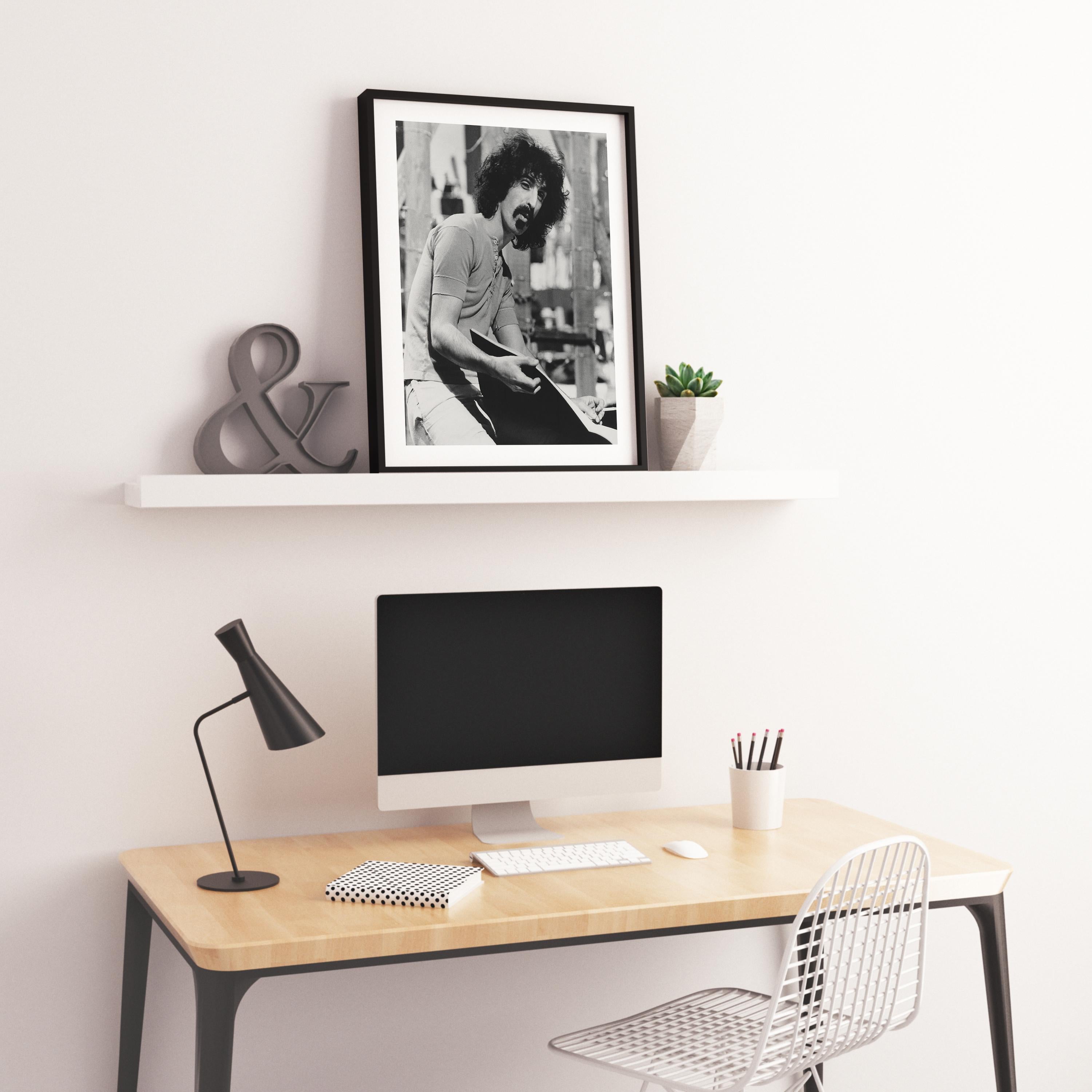 Frank Zappa the Legendary Musician Candid Globe Photos Fine Art Print - Gray Black and White Photograph by Unknown