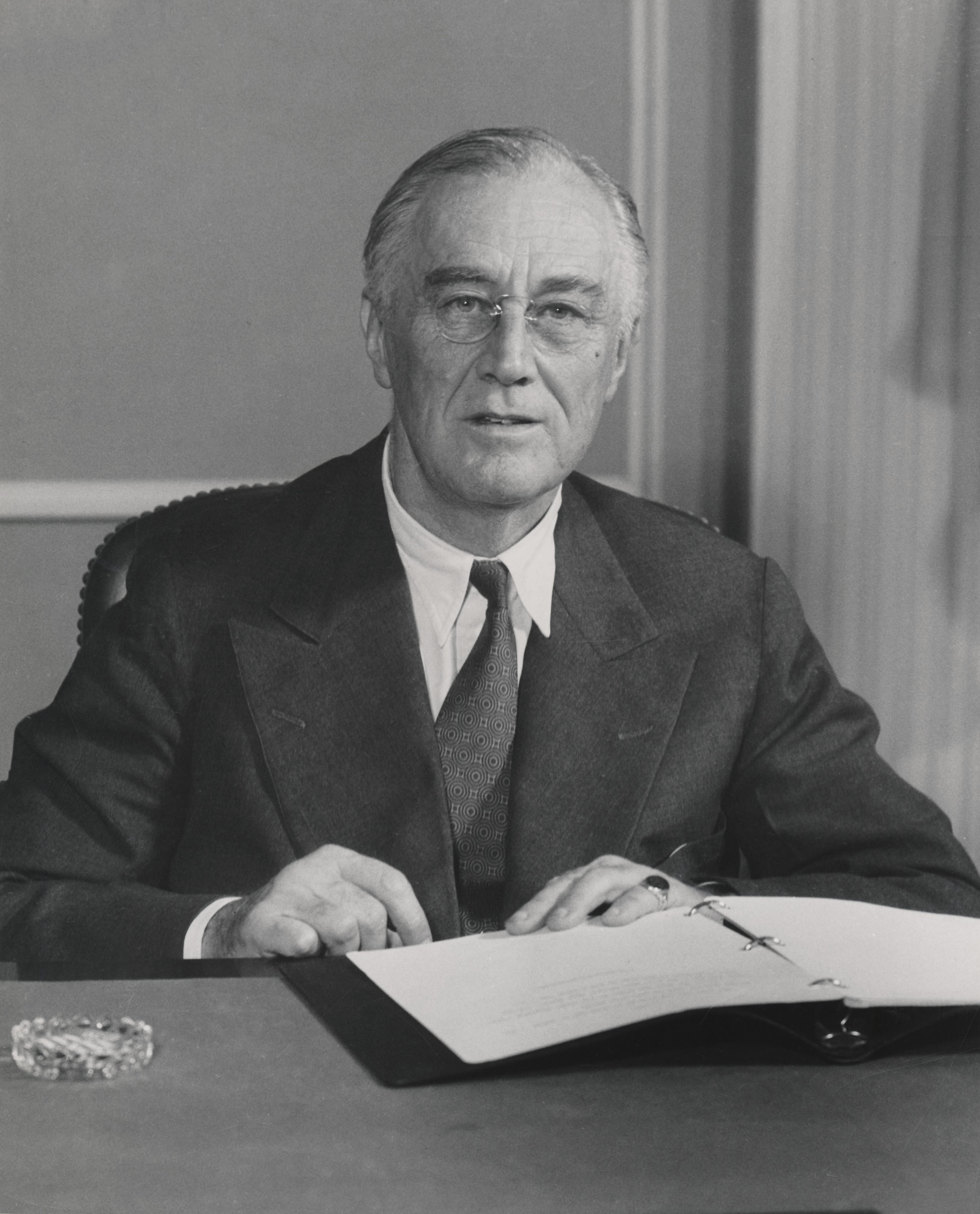 Unknown Black and White Photograph - Franklin D. Roosevelt at His Desk Fine Art Print