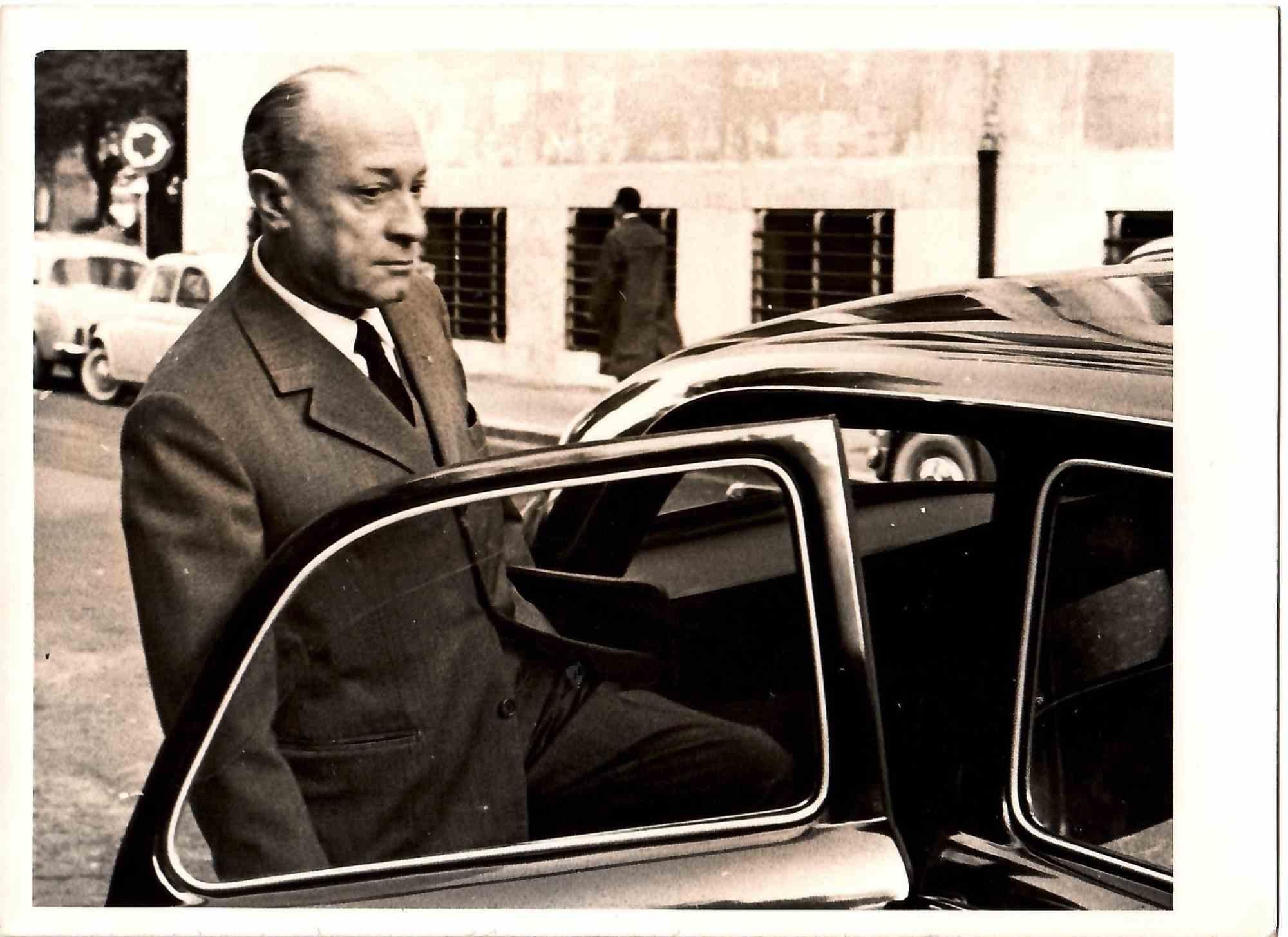 Fraschetti Gets off his Car - Vintage B/W photo-1960s